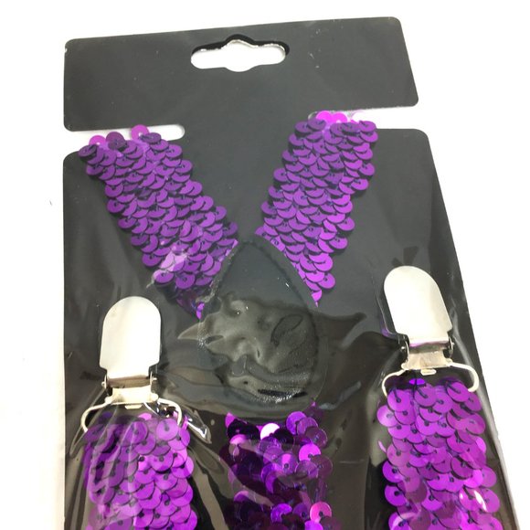 SUSPENDERS Purple Sequin Y Stretch NWT NOS - Picture 4 of 9